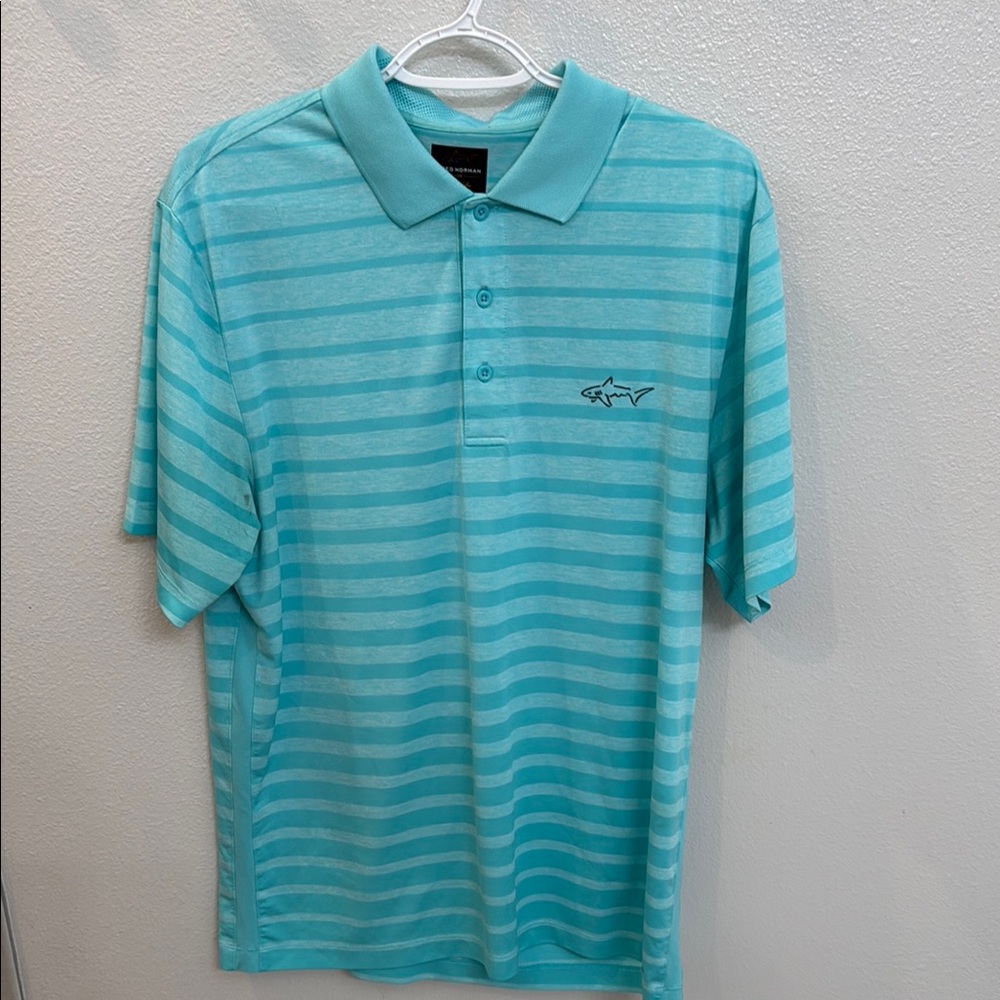 Men's Aqua Striped Golf Polo